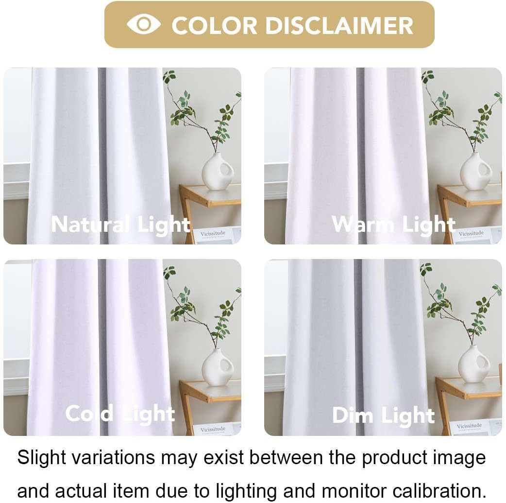 H.VERSAILTEX Linen Look 100% Blackout Curtains 95 Inches Long for Bedroom Rod Pocket 42 Inches Wide Linen Textured Thick Window Curtain Drapes with White Backing, Bright White, 2 Panels