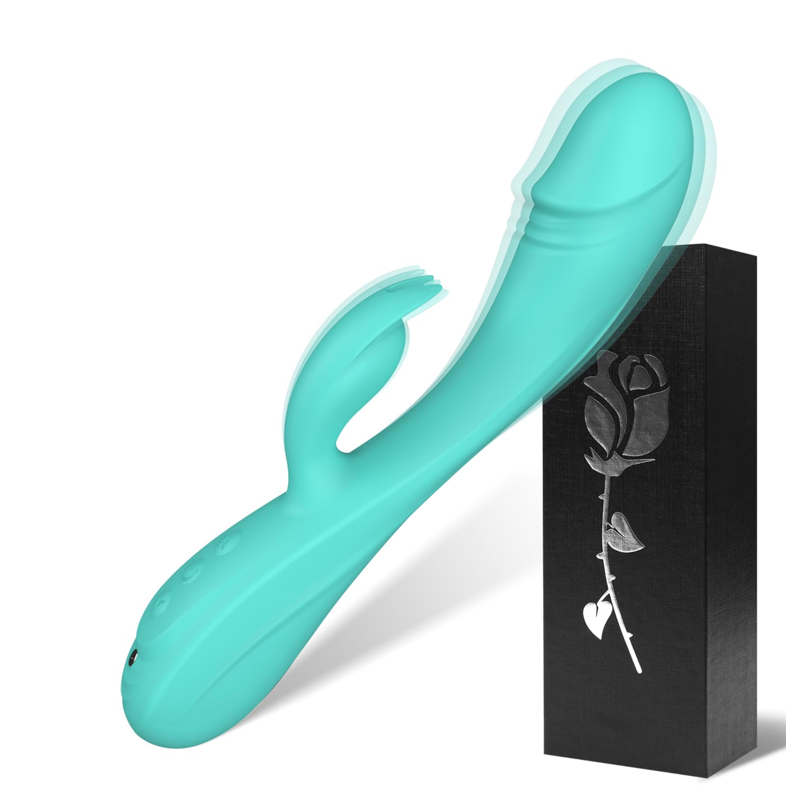Consolador Vibrador 3en1 Juguetes Sexuales para Mujeres,7 * 7 Modo Vibradores CKSOHOT 8.4'' Consoladores de Silicona,Carga Magnética Juguetes Sexuales Juegos para Adultos (Turquesa)