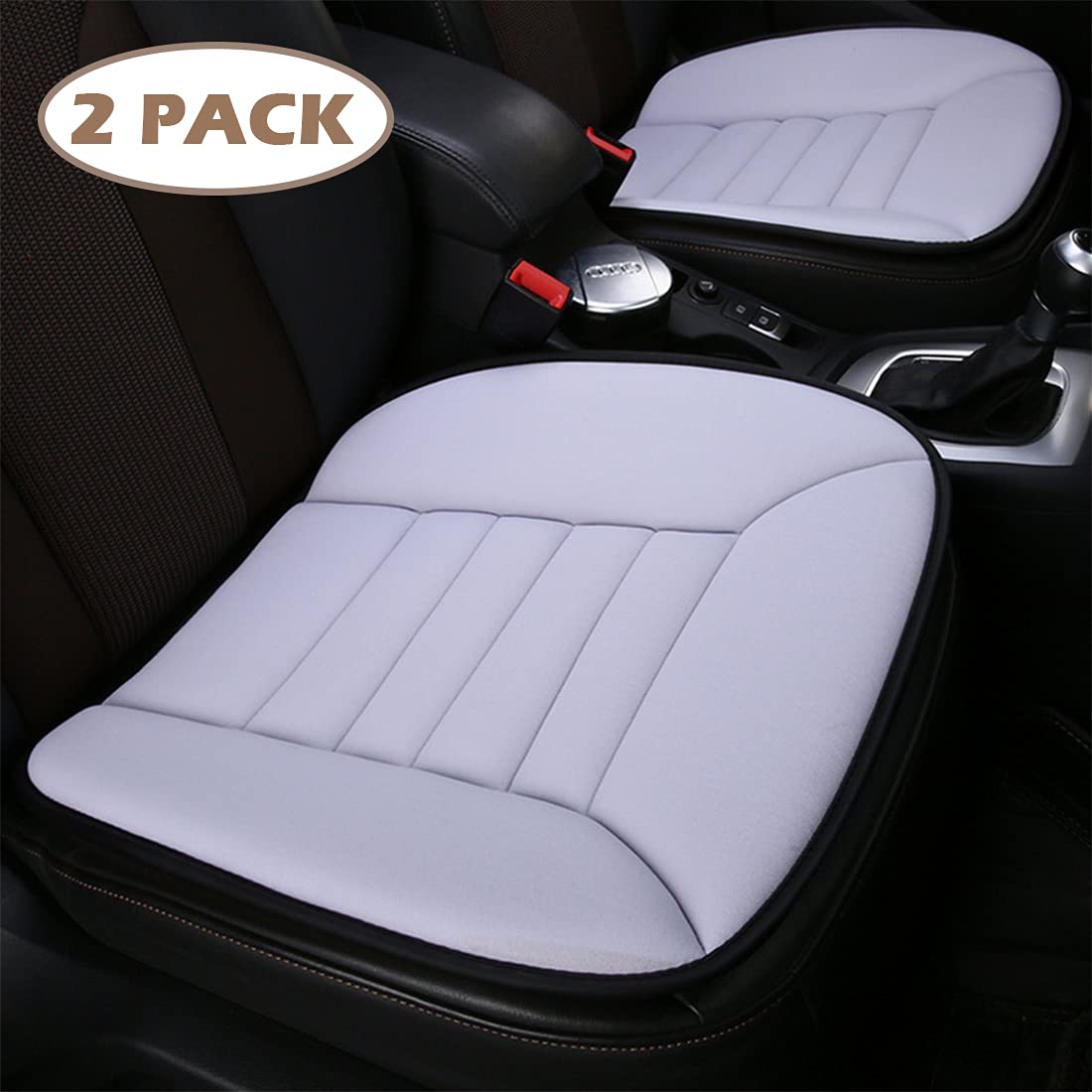 MYFAMIREA Car Seat Cushion Pad 2 Pack Comfort Seat Protector for Car Driver Seat Office Chair Home Use Memory Foam Seat Cushion with Non Slip Bottom Grey