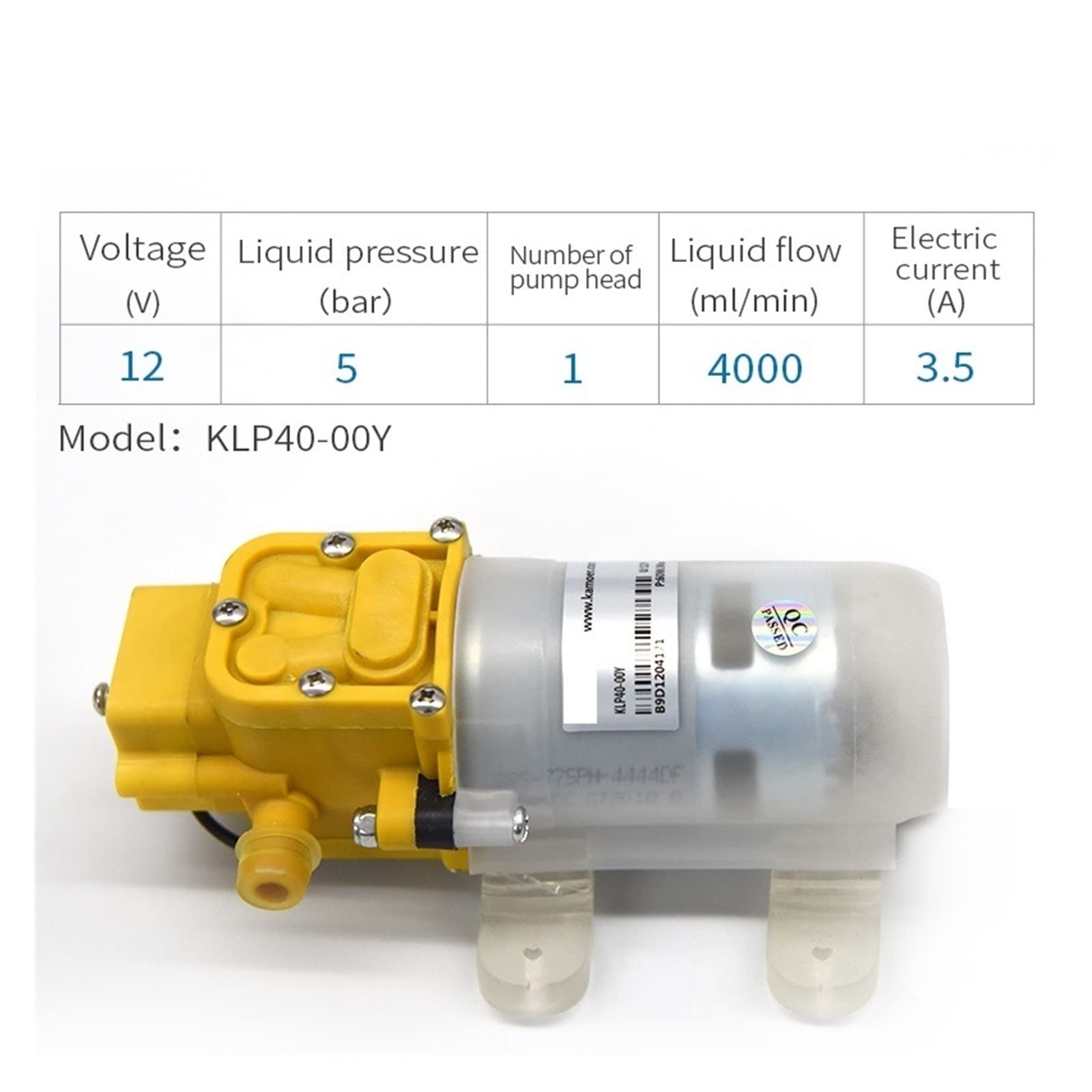 Pompa di Circolazione Micro pompa dell'acqua 4L/min, a diaframma elettrica, piccola, a spruzzo agricola ad alta pressione 12v Pompa for autolavaggio(40-00y)
