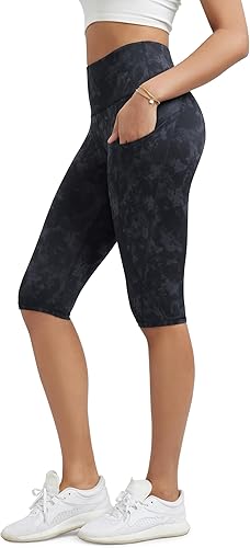 Miniatura 507 de ODODOS - Leggings tipo capri de mujer, no se traslucen y modelan el abdomen, con cintura alta y bolsillos; para hacer yoga, atletismo, ejercicio