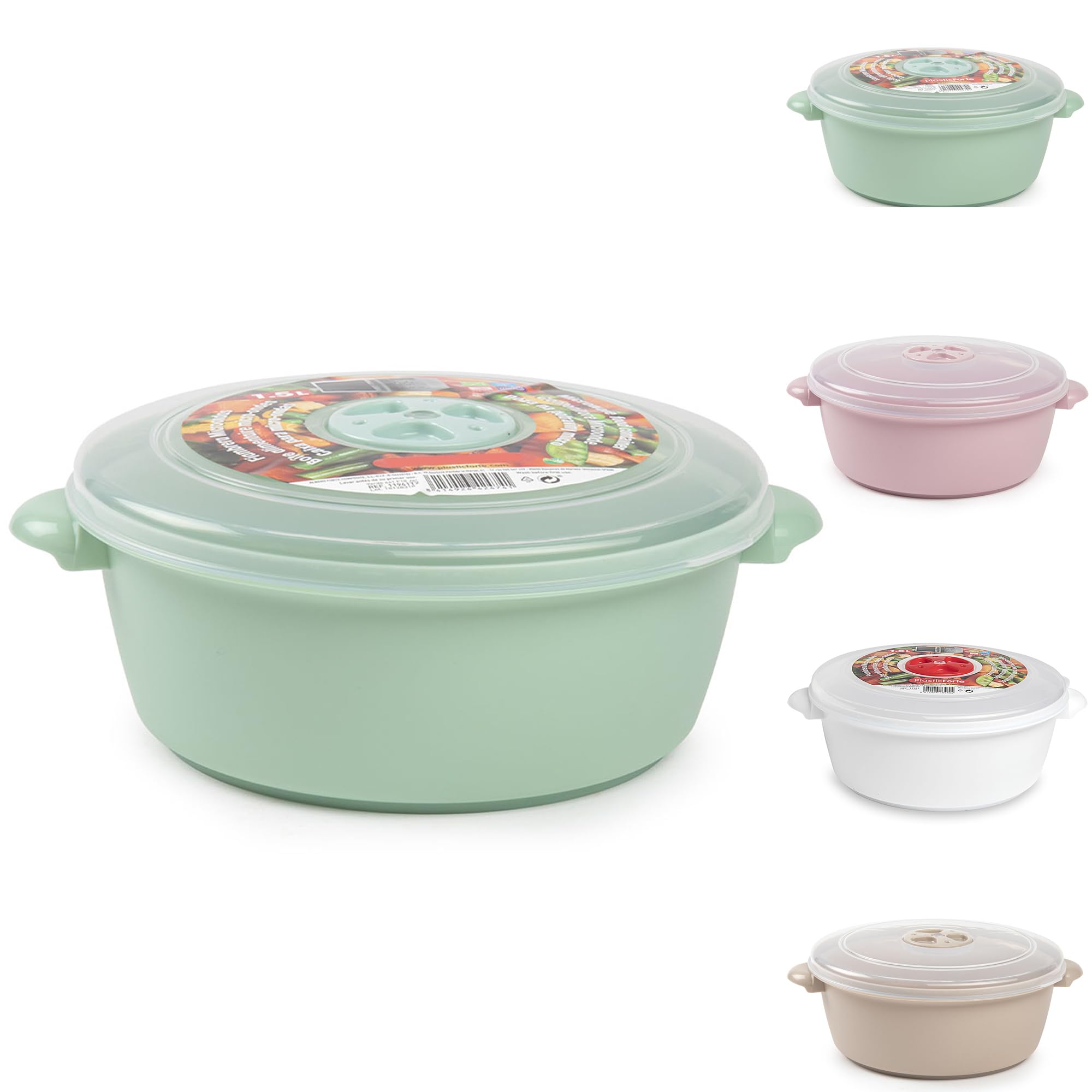 Plastic Freezer Microwave Pot Food Storage Container Tub with Ventilated Lid Heating Food, Steam Release Vent, Kitchen Air-tight Food Storage Box (1.5L - Mint Green)