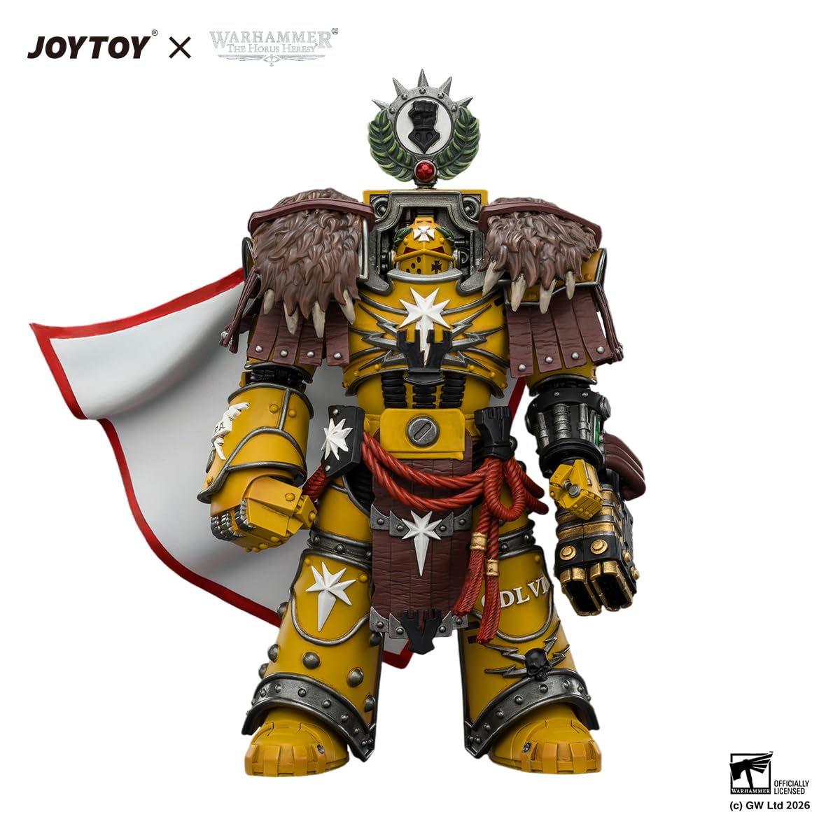 JOYTOY Imperial Fists Warhammer 40K 1/18 figurki akcji Imperial Fists Lord Castellan Evander i MkIII Armour Legion Pretor, 2 zestaw kolekcjonerski model
