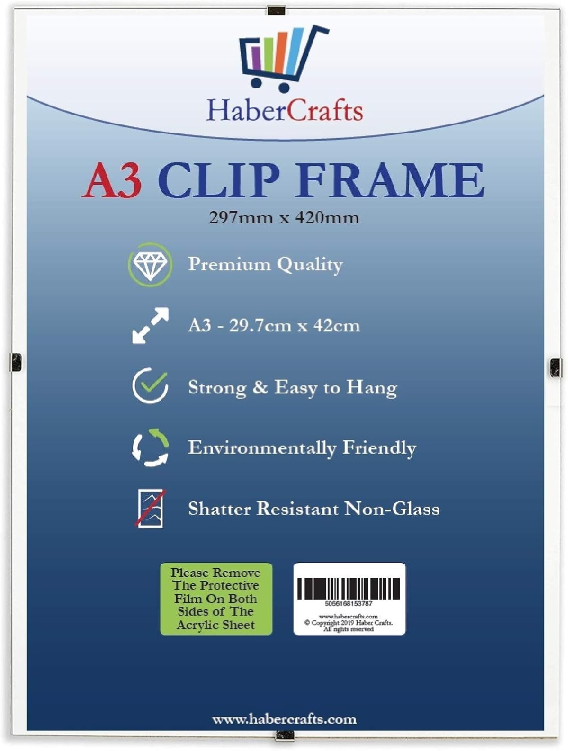 A3 Clip Frames Picture Photo Frame Wall Hanging Strong Glass Free