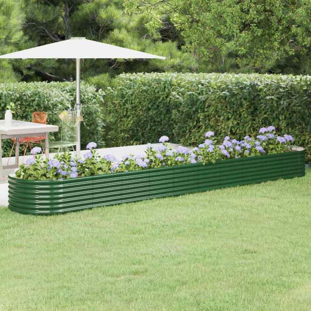 Jardinière surélevée galvanisée - 440 x 80 x 36 cm - Vert - En acier robuste - Pour jardin, balcon, terrasse - Résistant aux intempéries - Avec cadre stable - Idéal pour cultiver des