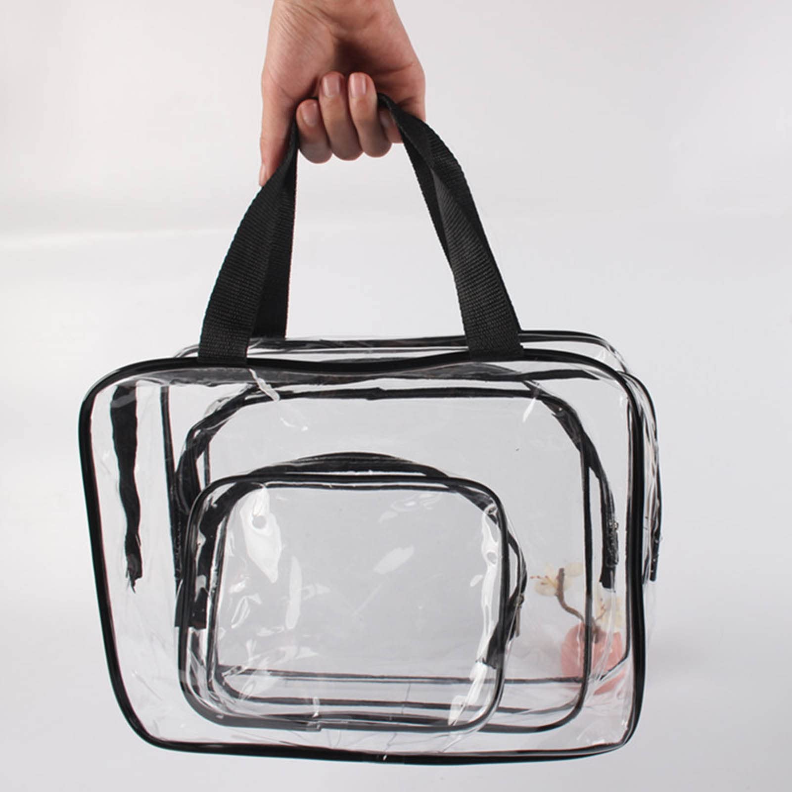 Tissting 3-teilige Transparente Kulturtasche – Wasserdicht, PVC, Größen 30cm, 24cm, 18cm