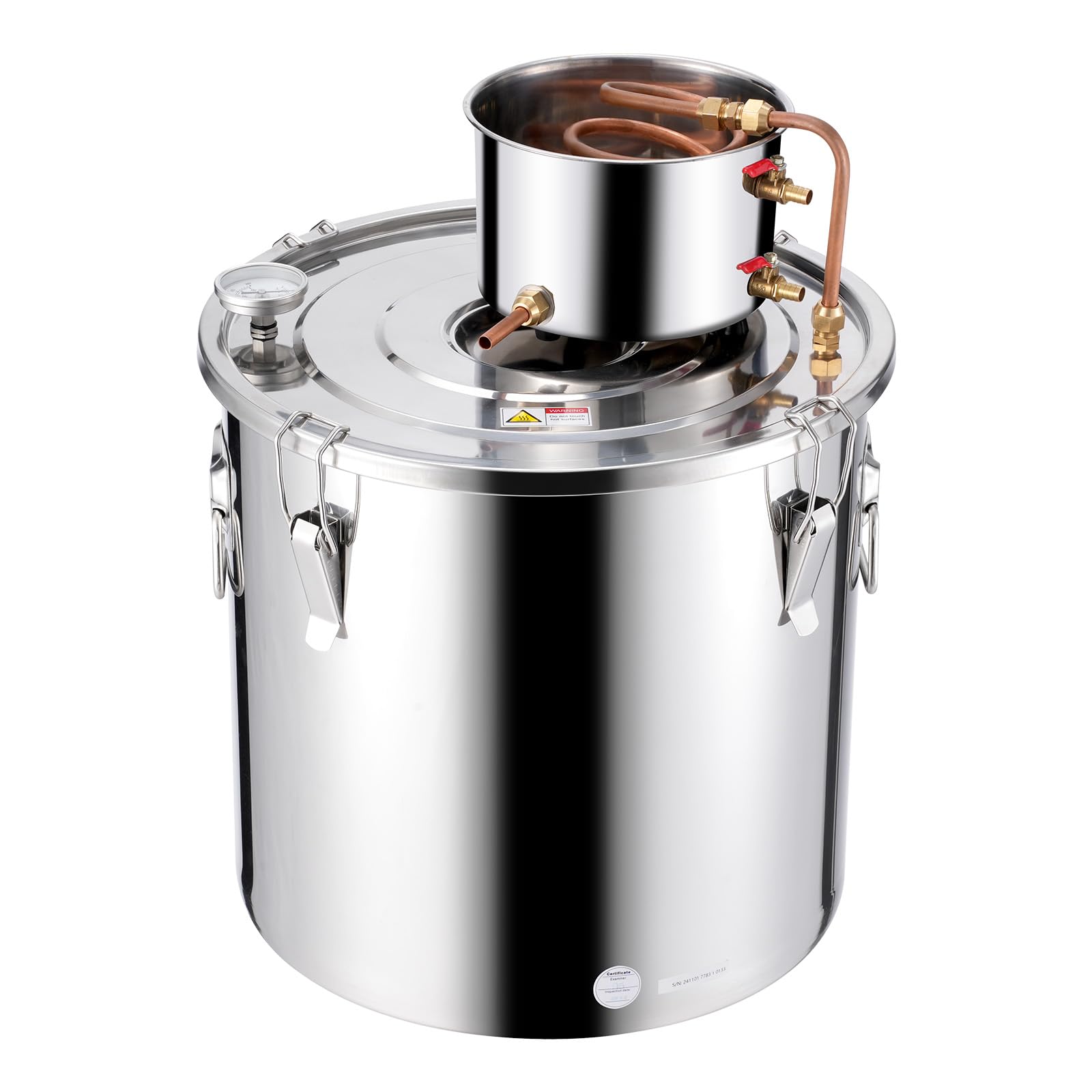 VEVOR Distillatore di Alcool 50 L Distillatore di Alcool Acqua in Acciaio Inossidabile con Bobina di Rame, Kit di Fermentazione per Raffinazione Birra Fatta in Casa con Termometro e Pompa, Argento
