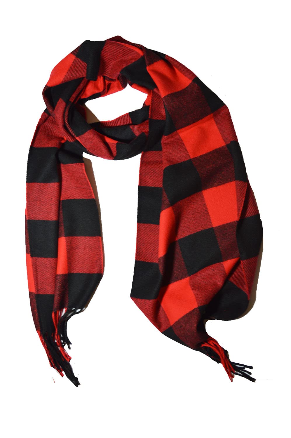 KGM Super Soft Plaid Tartan Check Scarf - Scarves for Men - Woman`s Scarfs (Red Black)