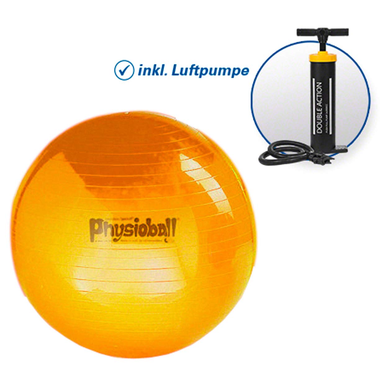 Sport-Tec PEZZI Gymnastikball Set, ø 105 cm, gelb, inkl. Power Pump, Sitzball