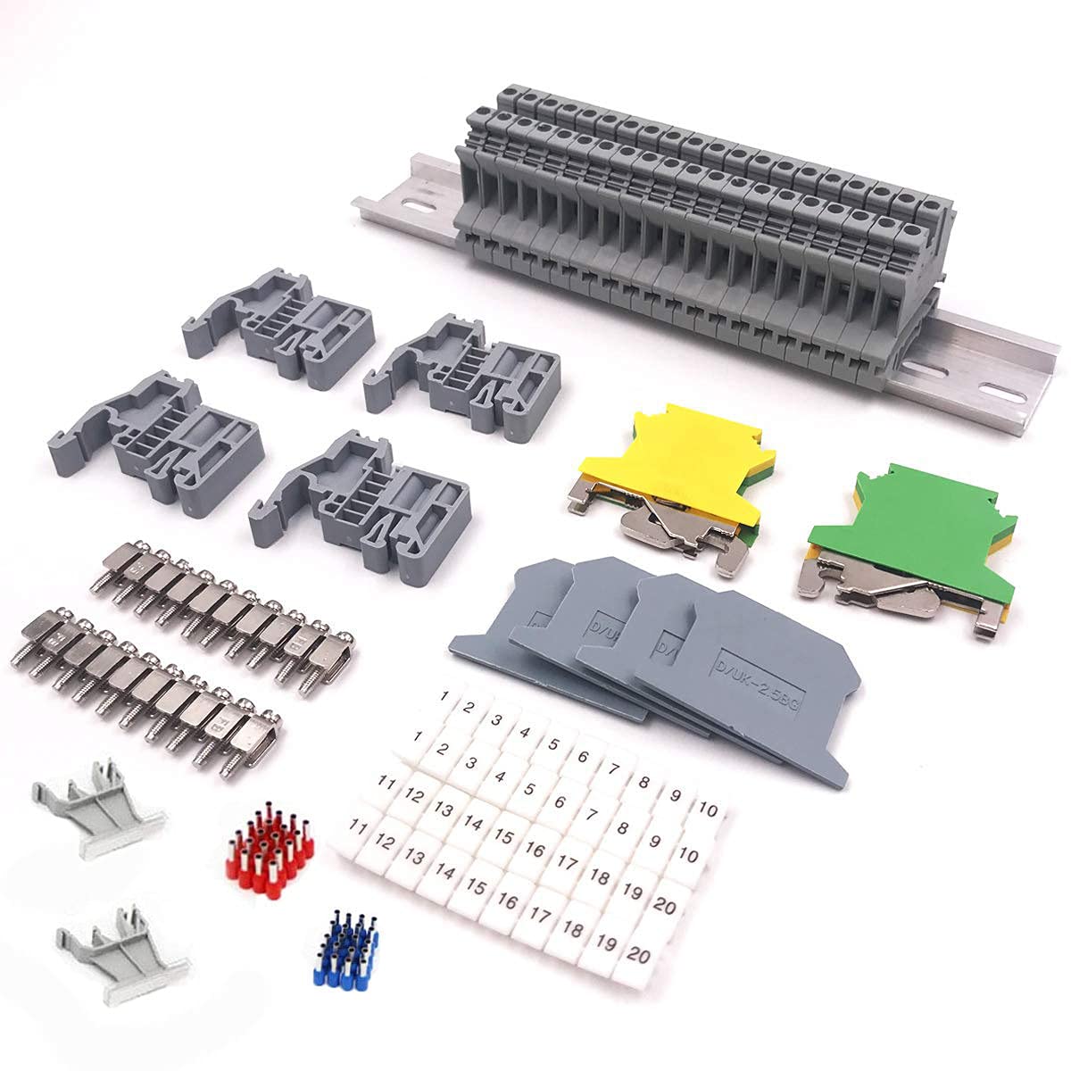 Buy DIN Rail Terminal Blocks Kit, UK2.5N 12AWG Terminal Blocks, Ground