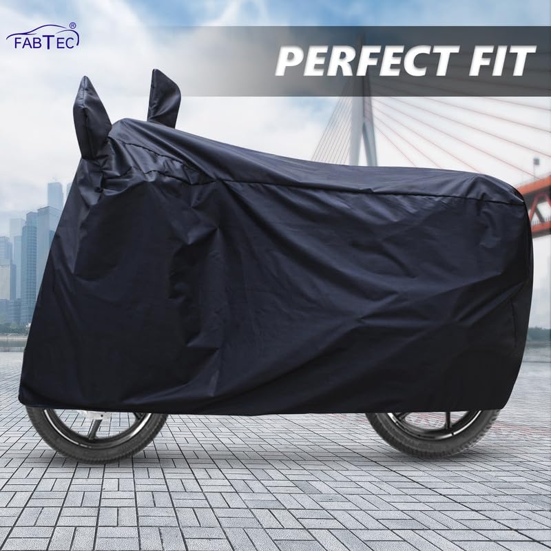 Image of FABTEC Waterproof Scooty Body Cover Compatible with Hero Pleasure Plus, A1 (Black)