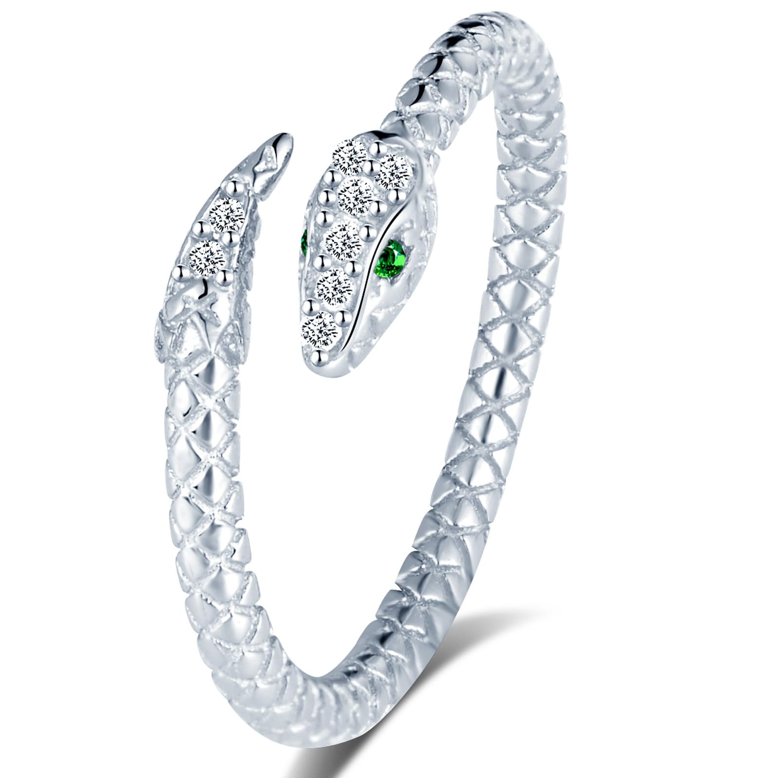 Prachtige Zilveren Slangenring | 925 Sterling Zilver | Maat 18 Zirkonen Vintage Sieraad Achterzijde Prachtige Zilveren Slangenring | 925 Sterling Zilver | Maat 18 Zirkonen Vintage Sieraad Achterzijde