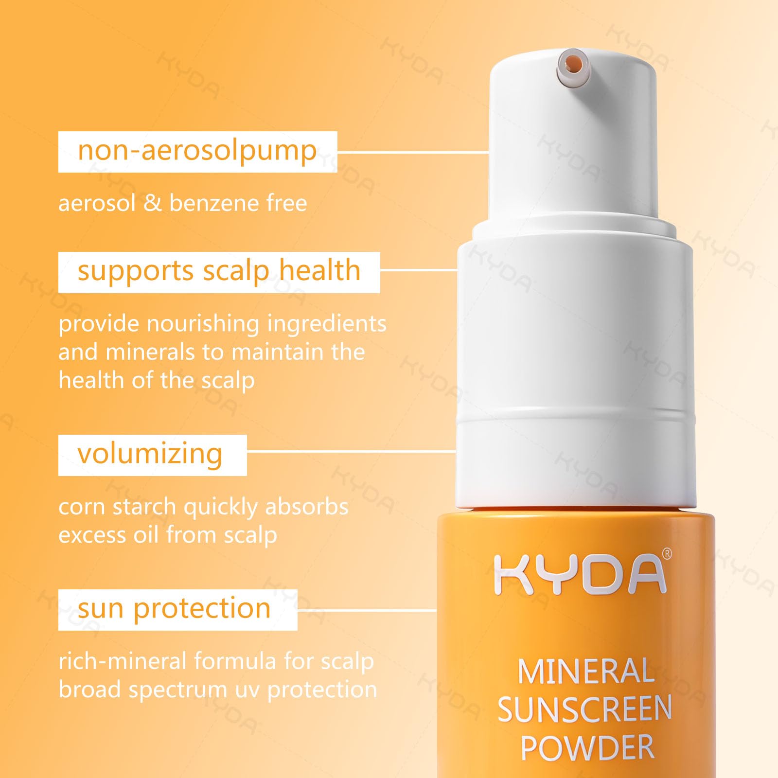 KYDA Polvere solare minerale, per cuoio capelluto e capelli, SPF 35 PA++, protezione solare per cuoio capelluto, protezione UV ad ampio spettro, leggera, non grassa, 20,1 g (02)