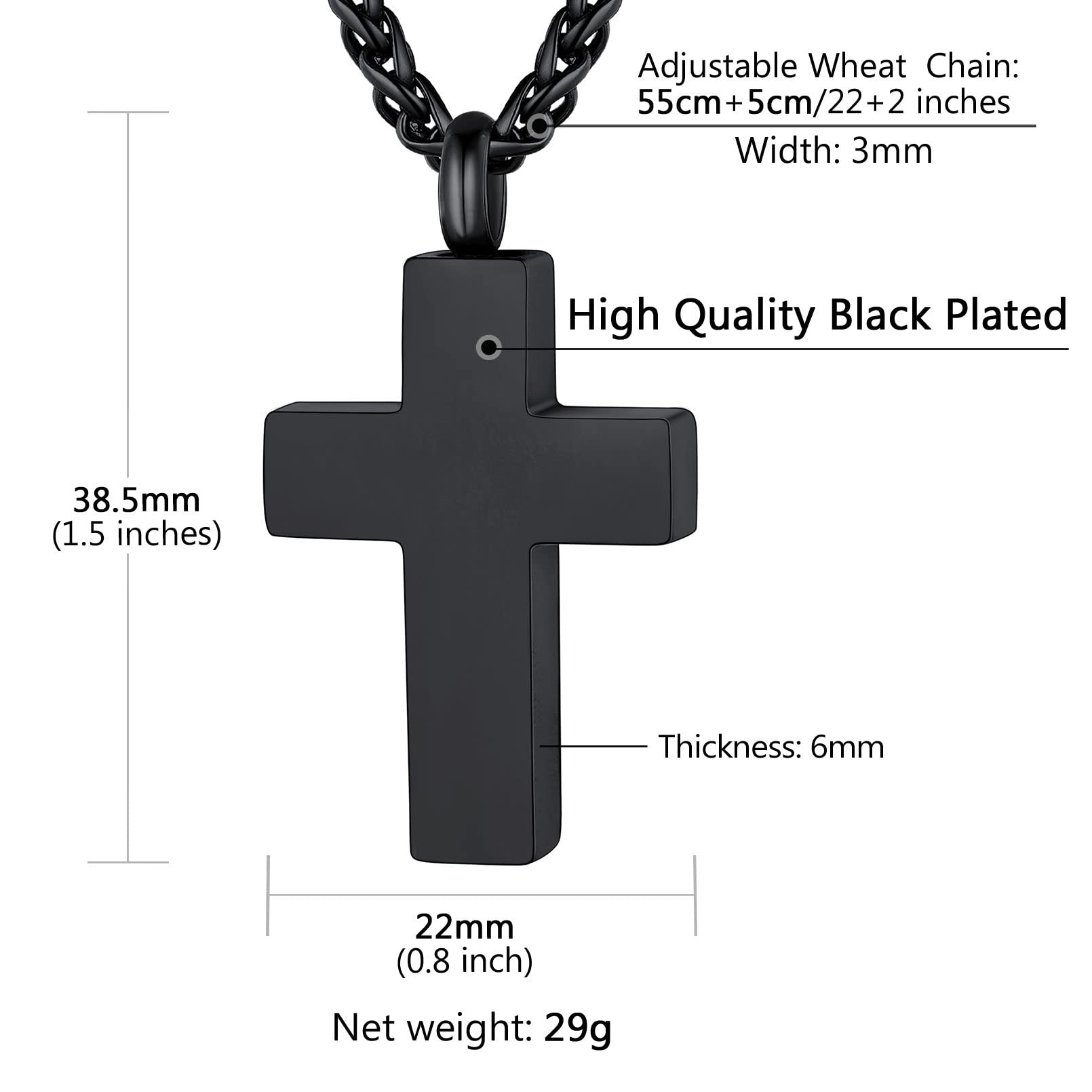 Supcare Black Ash Necklaces with Cross Jesus God Cremation Jewelry for Men Urn Memorial Keepsake Loss of a Dog Gift - Image 3