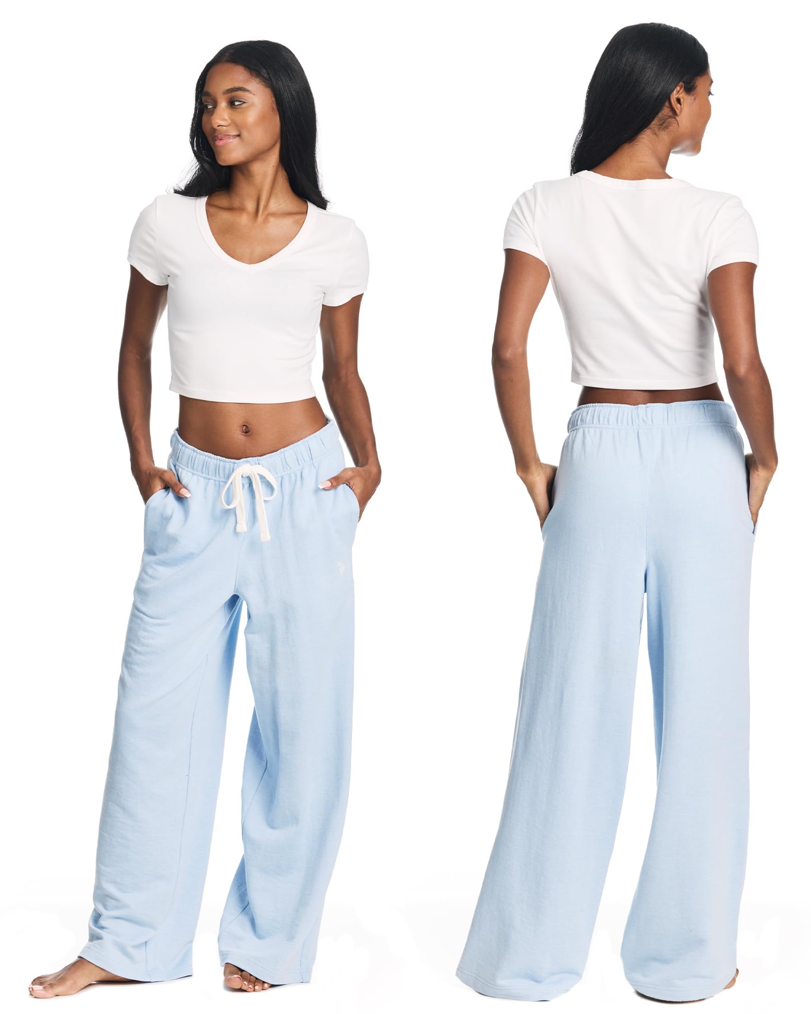U.S. Polo Assn. French Terry Wide Leg Sweatpants - Pantalones de chándal Mujer