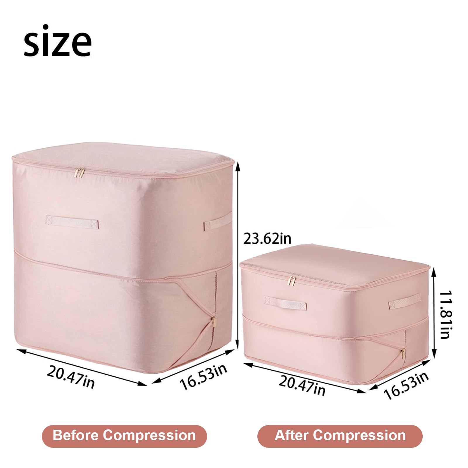 2Pcs Super Space Saving Self Compression Organizer, Space Saver Vacuum Storage Bags, Self Compression Storage Bags, vacuum seal bags for clothing, Sweaters, Blankets (Pink)