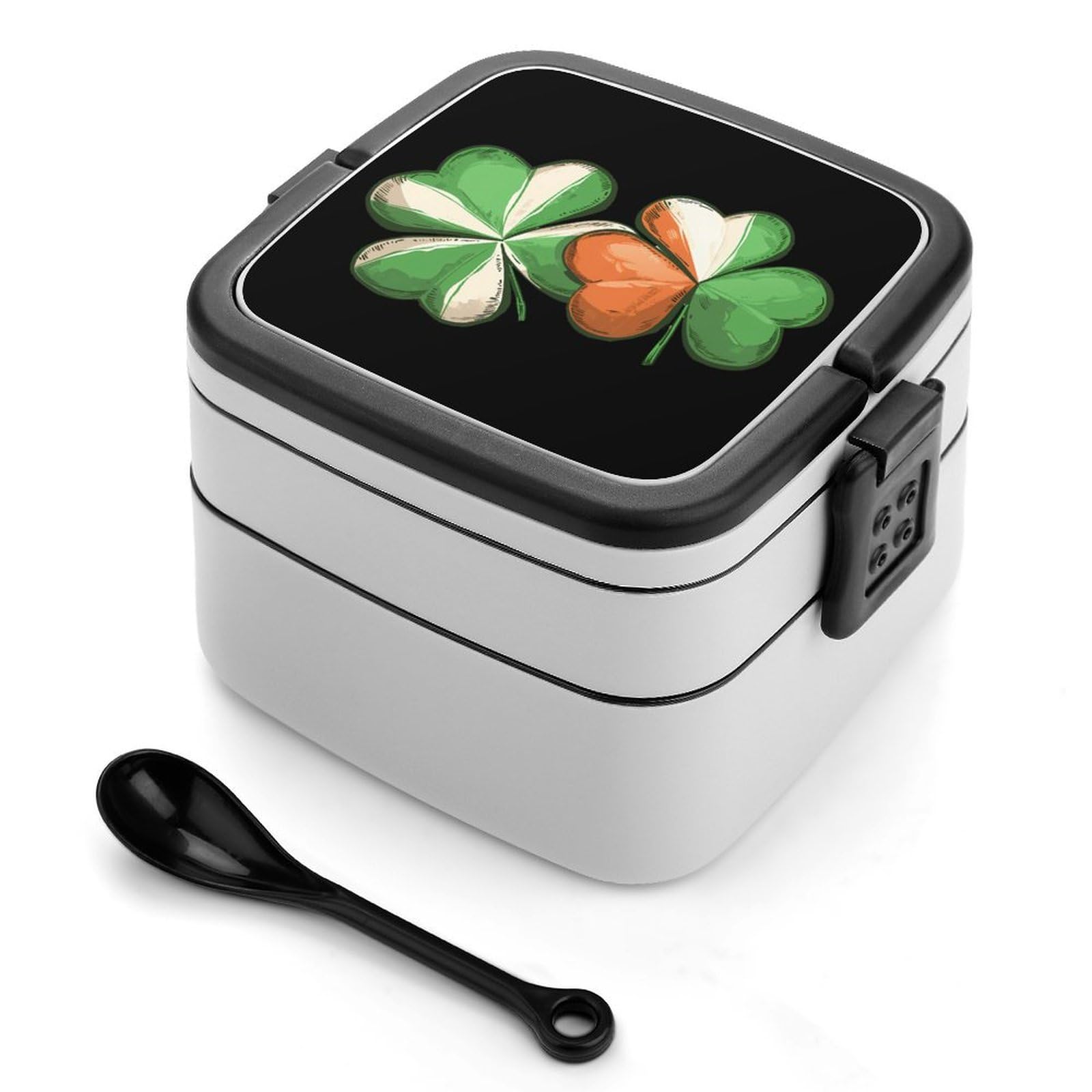 CGSBNGHA Irish Flag Shamrock Bento Lunch Box 2 Layer Lunchbox Food Container for Adults Office