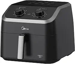 Fritadeira Midea Air Fryer 8,5L, design com dois botões, ampla faixa de temperatura de 80°C a 200°C, cesto antiaderente e prato para vegetais, 1900W, 110V, FWM85P1