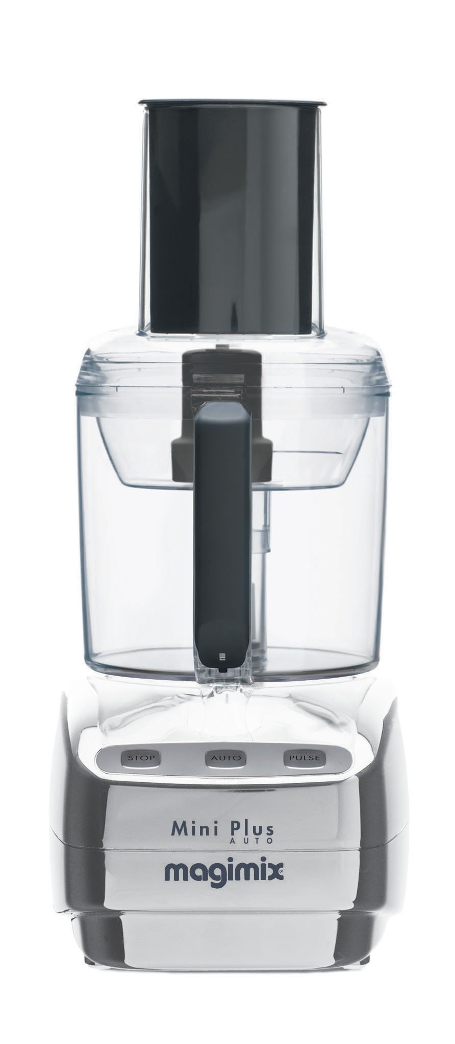 Magimix Mini Plus Zilver/Zwart Robot Culinaire 9.7 livres 400W Sécurité Verrou Acier Inoxydable Hachage Lavage à la main