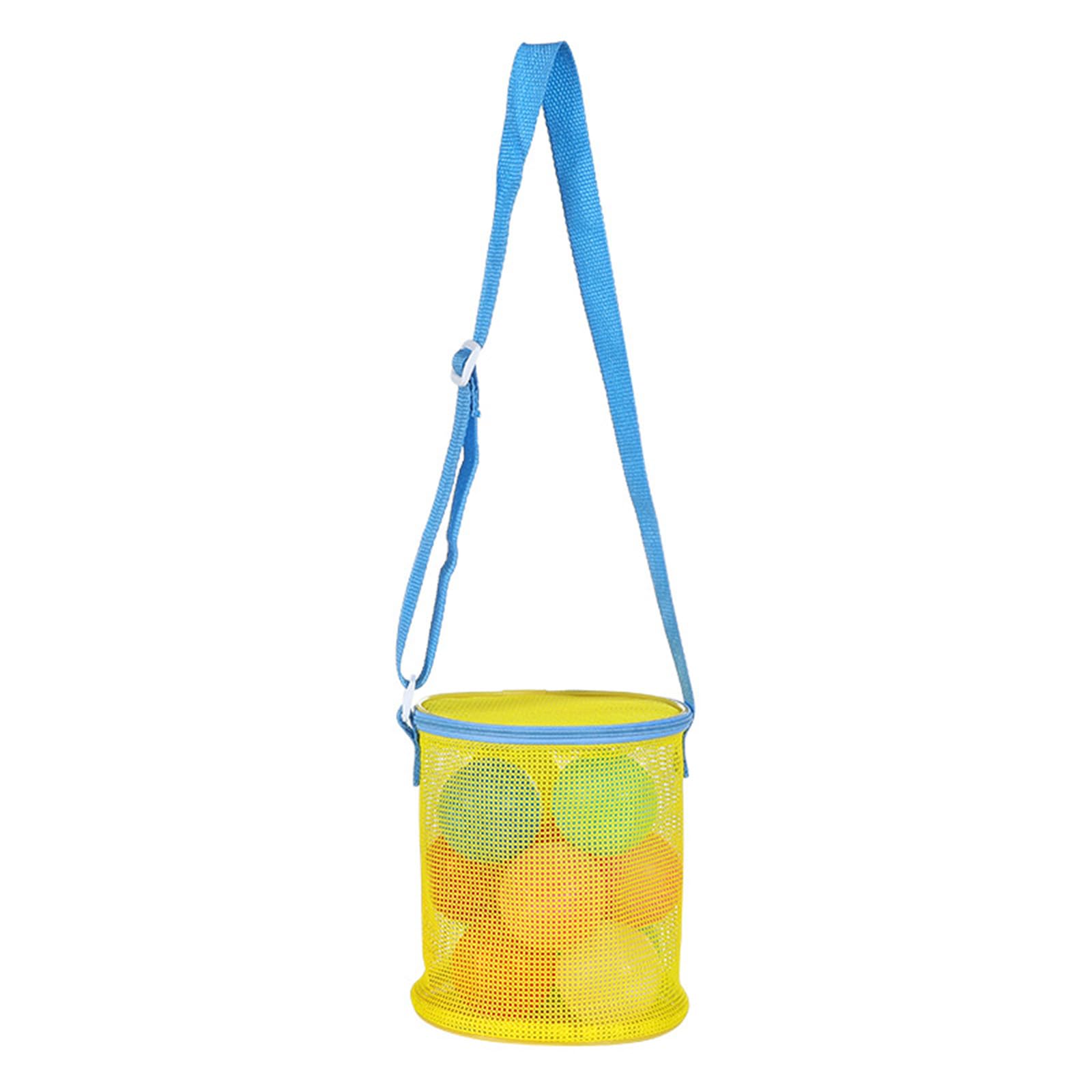 Jazuaiao Beach Bag Beach Toy Bucket Bag Toy Storage Seashells Bucket Net Shoulders for Vacations Mesh Seashells Storage Net Sand
