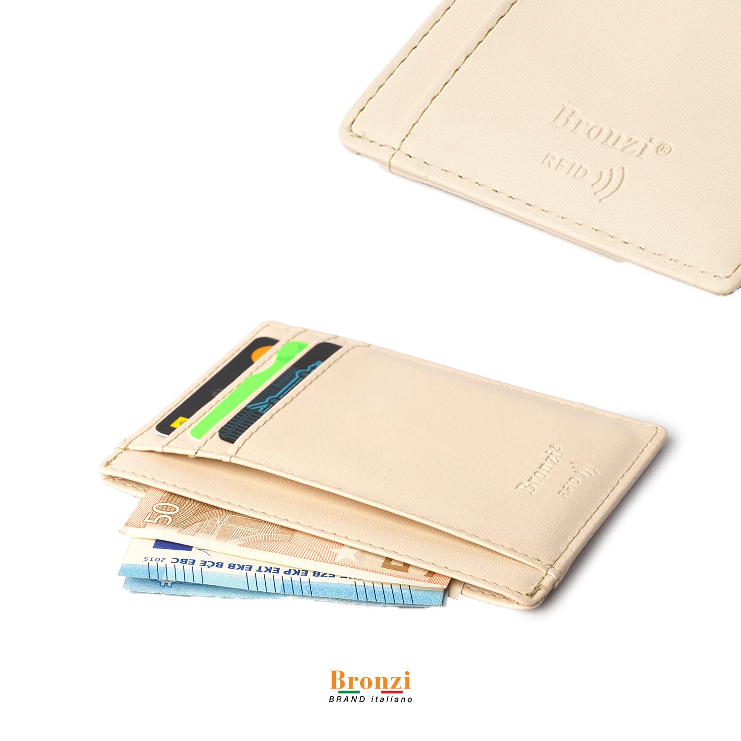 Bronzi® Portafoglio Porta Carte di Credito - Portafoglio Uomo Donna Slim Porta Carte Uomo - PortaCarte Mini - Protezione RFID - Confezione Regalo Smart Design Italiano