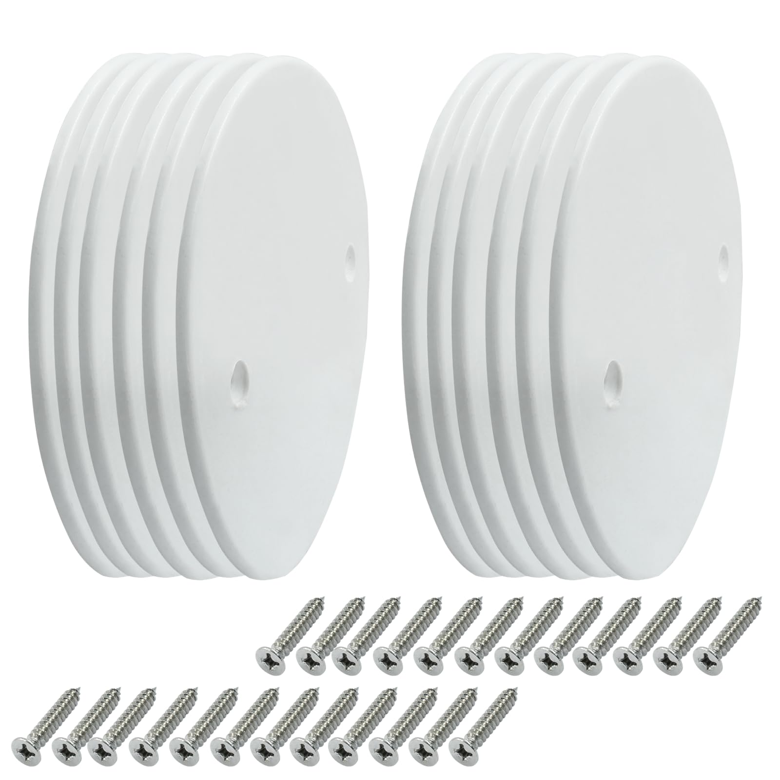 12 Pcs White Plastic Ceiling Blank, 4 inch Flat Round Wall Hole Cover Circle Wall Plate Ceiling Cover Plate with Screws for Ceilings or Wall-image-46