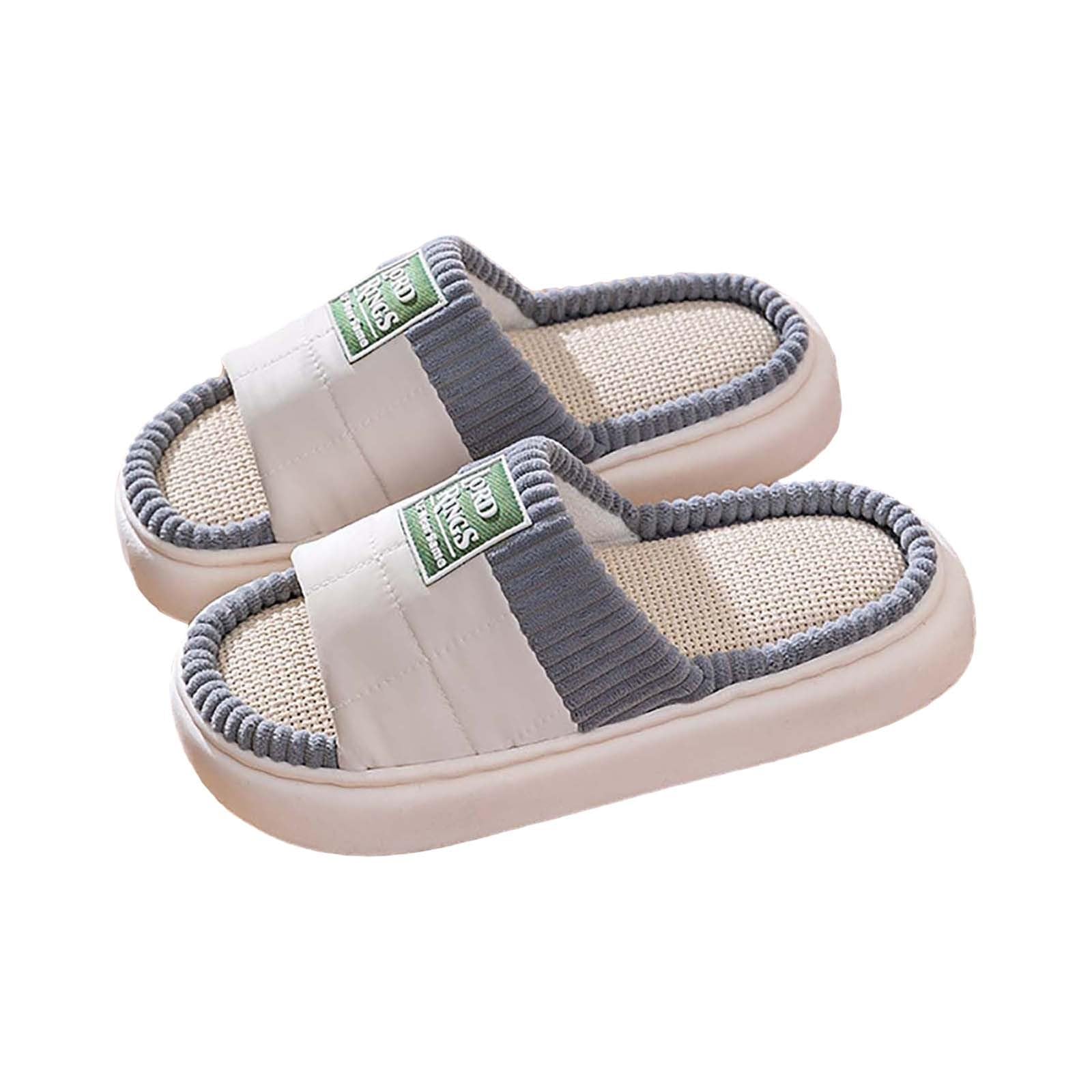 Pantuflas de verano para mujer, pantuflas de plataforma, slides de algodón, pantuflas de lino, sandalias antideslizantes para casa, sandalias peep toe, zapatillas, pantuflas de fieltro, zapatillas
