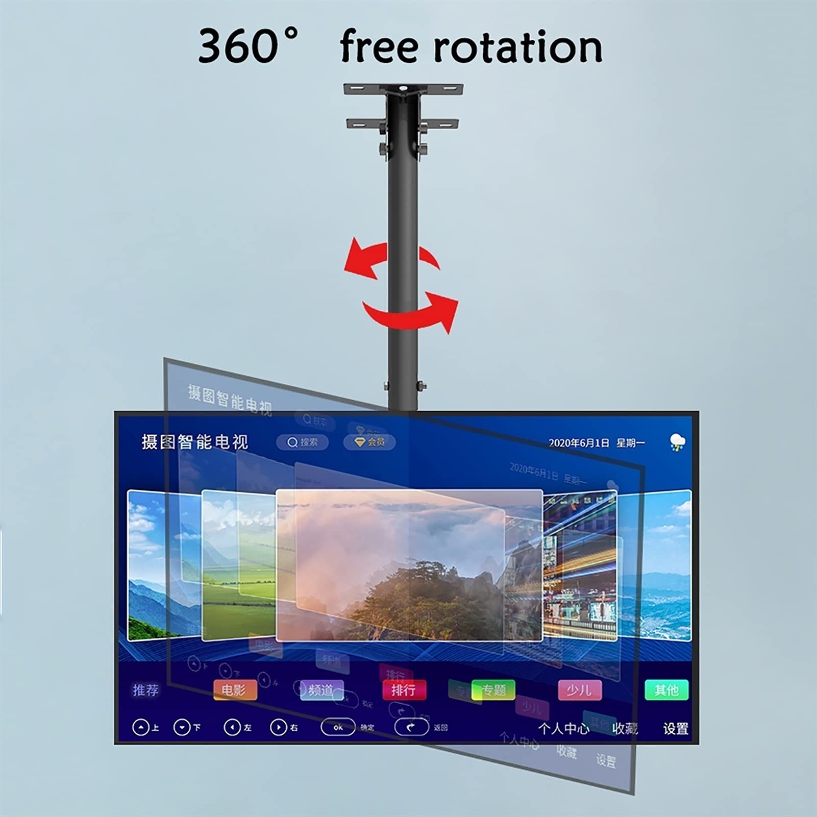 Stojak na telewizor, uchwyt ścienny na telewizor, w pełni obrotowy, obracany o 360°, pasuje do większości ekranów LED 26-50", ładowność 110 lbs, biały (1,5 m)