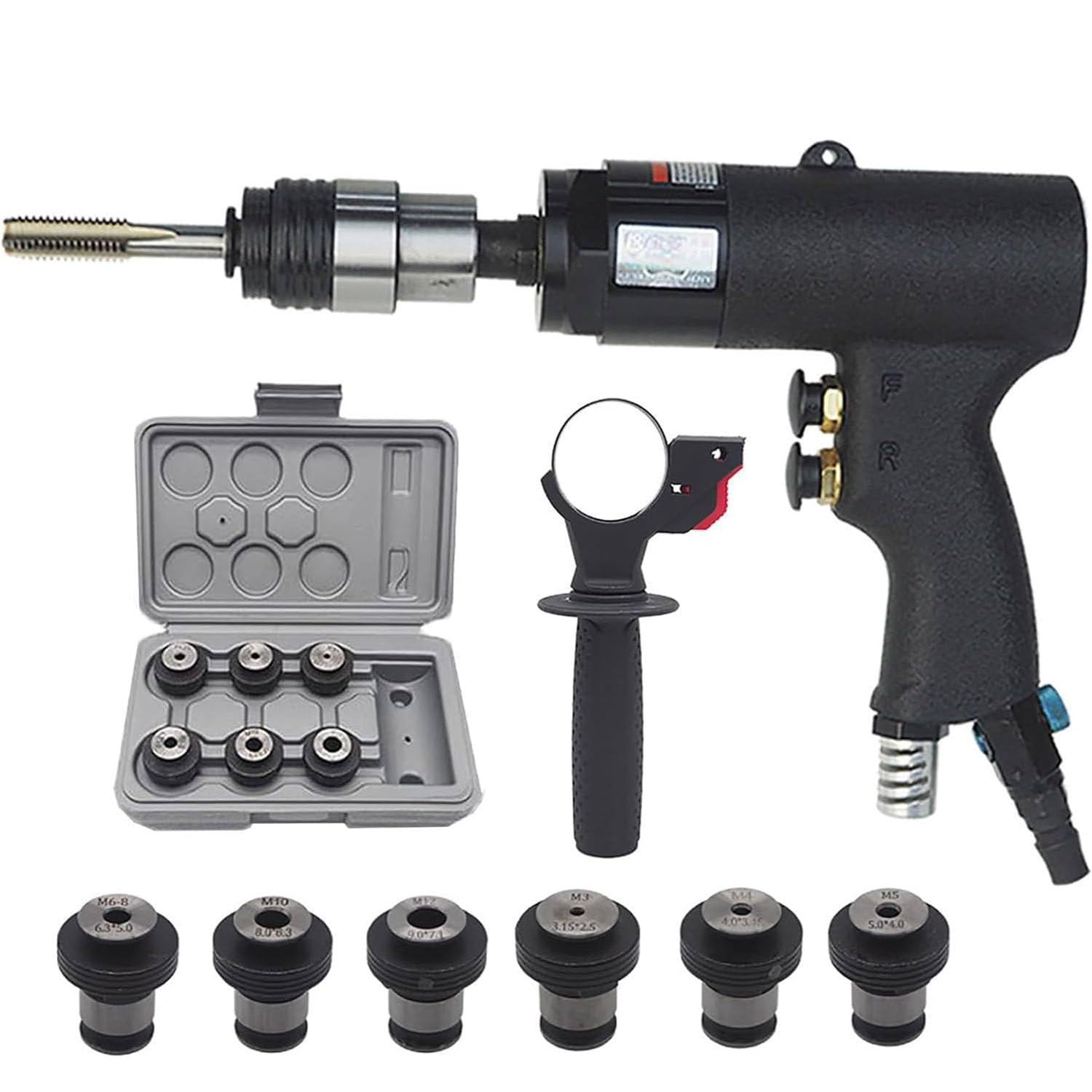 YXYLJOZ Pneumatic Tapping Gun, Handheld Tapping Machine for Steel, Iron, Copper, Aluminum, Plastic - M3 to M12 Threading Tool