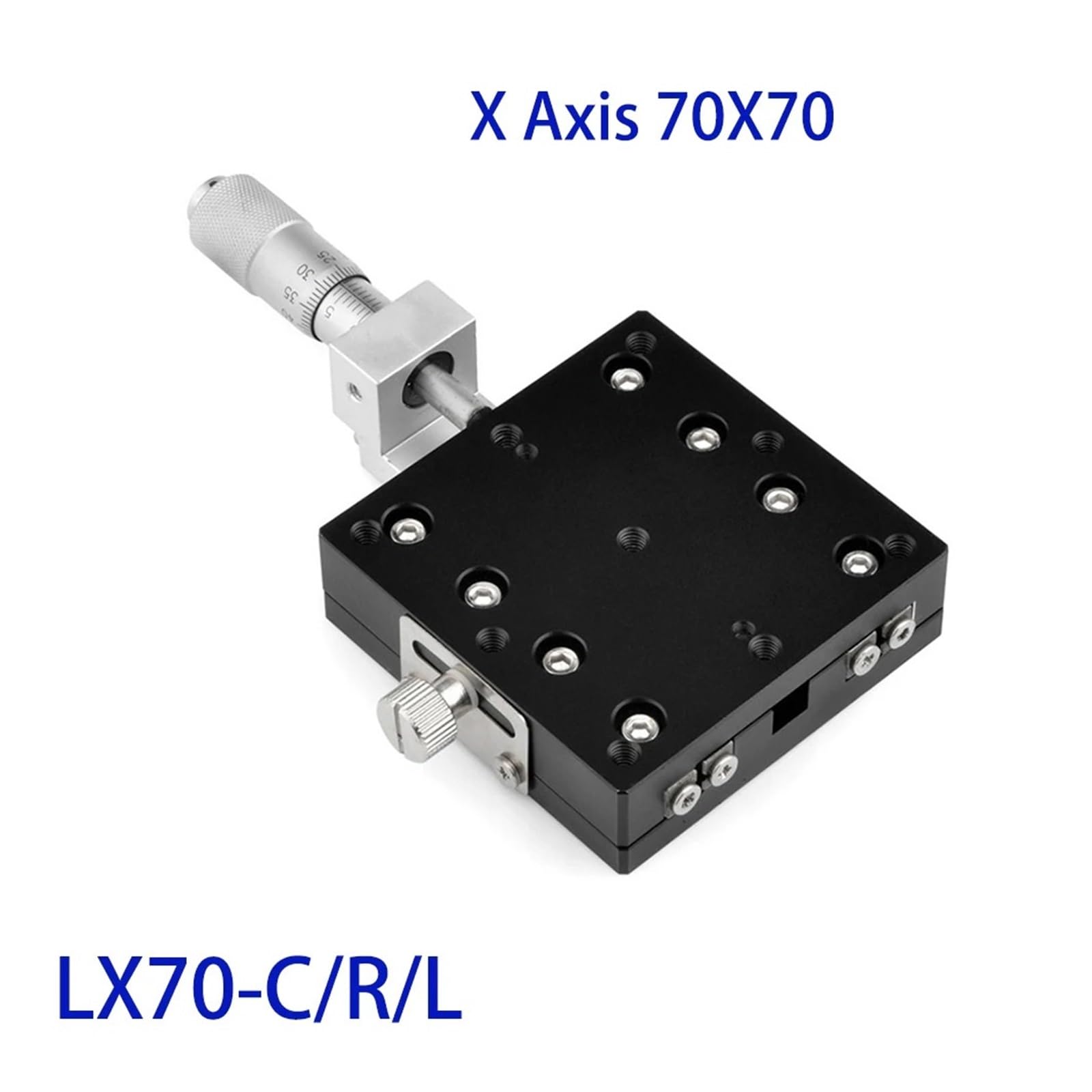 Glissière de plate-forme linéaire d'axe X, plate-forme de déplacement manuel LX70-C LX70-L LX70-R étape coulissante optique 70 * 70mm(LX70-L)