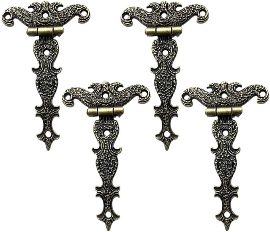 Zinc Alloy Cabinet Hinges (4-Pack) – Vintage Butt Hinges Wooden Boxes, Furniture & Cabinets – Bronze/Gold/Black Decorative Hardware with Screws Included(S Bronze)