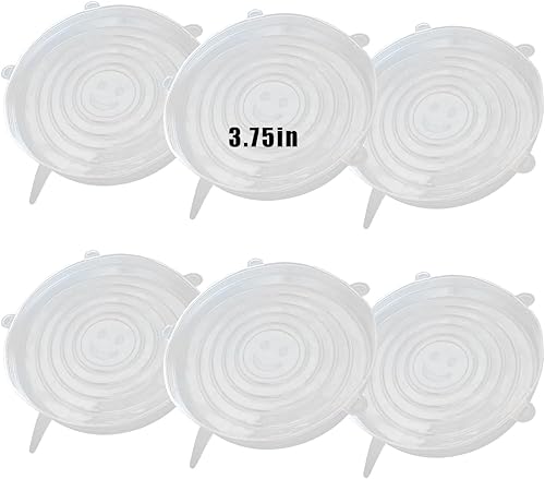 6 tapas elásticas de silicona, reutilizables y duraderas, fundas para contenedores de silicona para almacenamiento de alimentos, fundas expandibles,