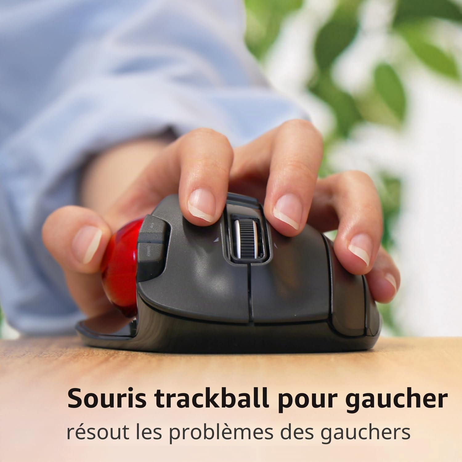 Elecom EX-G M-XT4DRBK-G Souris trackball pour gaucher, sans Fil, 2,4 GHz, contrôle du Pouce, Fonction à 6 Boutons, Design Ergonomique, Red Ball, Windows11, macOS
