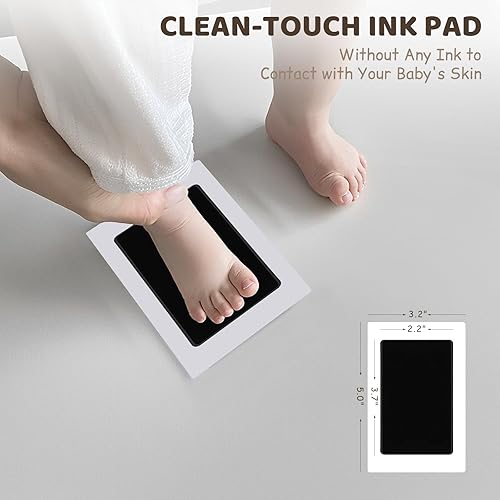 Miniatura 2 de 4 Park - Kit de huellas de bebé con 2 marcos de madera, kit de huellas y manos sin tinta, sin ensuciar, almohadillas de tinta de tacto limpio para