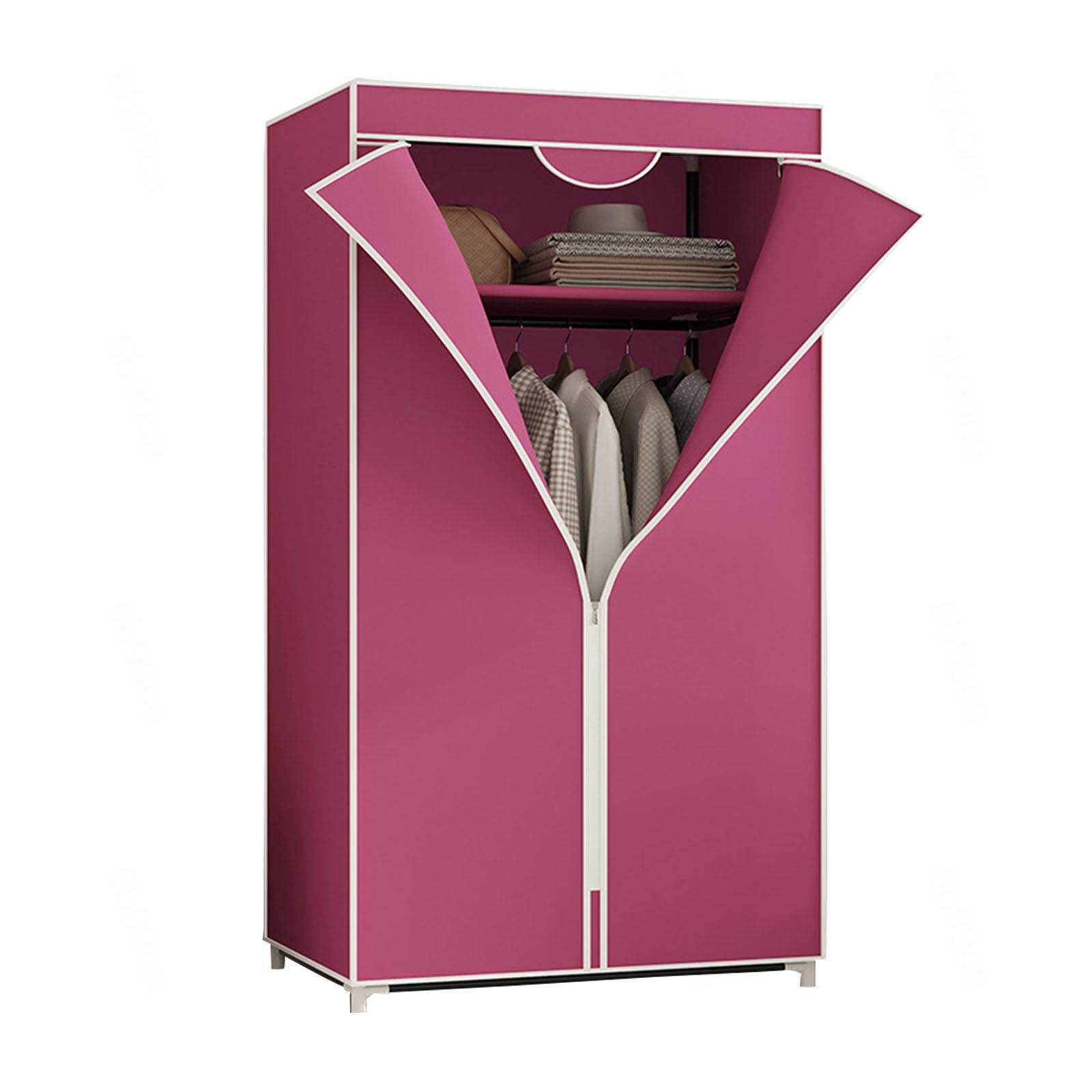 Tragbarer Kleiderschrank aus Segeltuch mit Regalen und Kleiderstange, Stoffbezug, 155 x 70 x 45 cm, ideal für kleine Räume und einfache Aufbewahrungslösungen