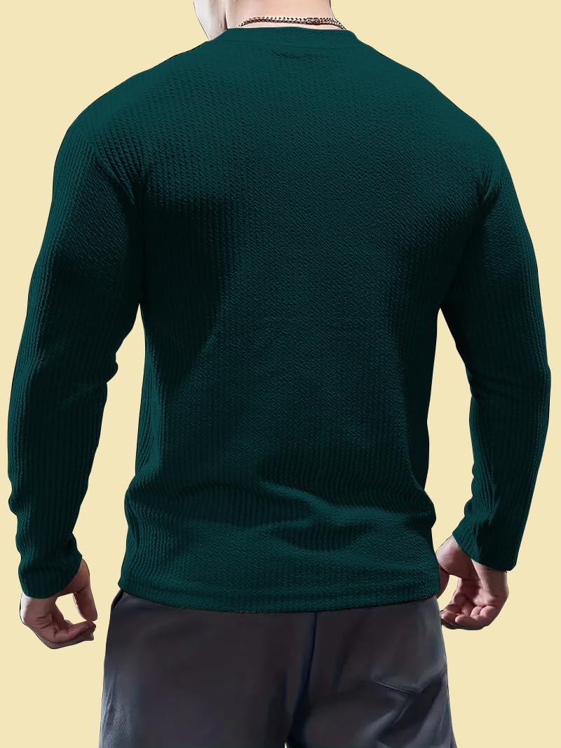 KAJARU Men's Polyester Blend T Shirt with Full Raglan Sleeves Round Neck Solid Pattern and Standard Length - Image 2 thumbnail