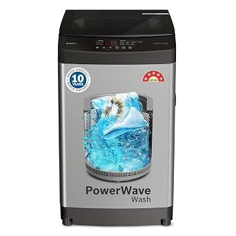 Bosch 8 kg 5 Star Fully Automatic Top Load Washing Machine (WOE80AH0IN, PowerWave Wash & in-built Dual Lint Filter, Stainless Steel VarioDrum with 5 fin Pulsator, Water Save, Eco Wash, Dark Grey)