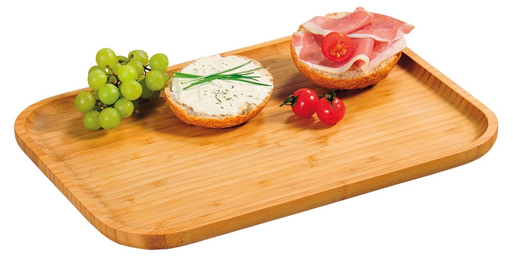 Kesper 58161 – Vassoio da Portata 37, 5 X 27, 5 x 2 cm in Legno di bambù, Marrone, 37.5 x 27.5 x 2 cm