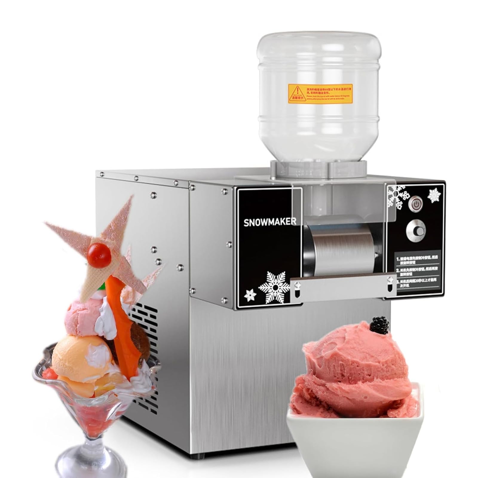 KUSOLE Snowflake Ice Machine - 24-Hour Output 60/120 Kg, One-Button Cleaning - Suitable For Small Home Kitchens And Small-Scale Dessert Shops. 120kg(24hours)