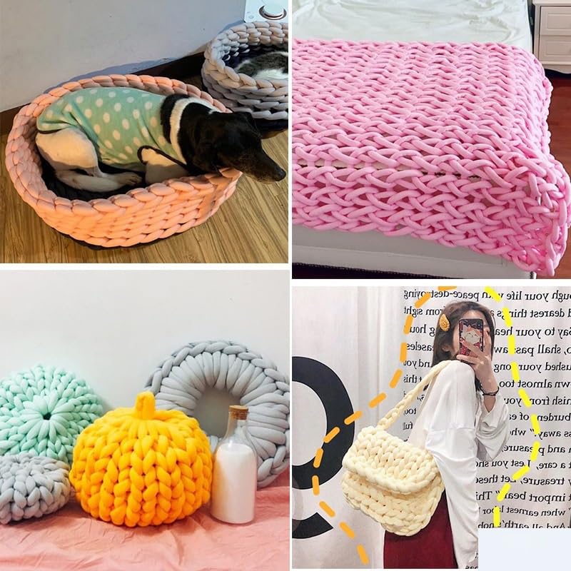 Lana de 1 kg de grosor, hilo súper grueso para tejer a mano, manta de punto, alg grosor, hilo súper grueso para tejer a mano, manta de punto, algodón suave, lana de ganchillo (color: 03) (4)