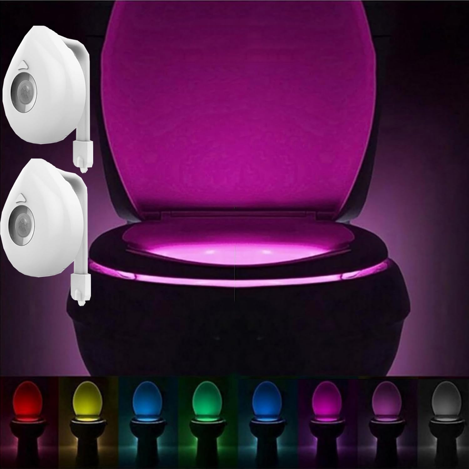 2026 Upgread Toilet Motion Sensor Light, Toilet Bowl Lights with 8 Color (The Original Toilet Light Motion Detection 2 Pack, 8 Color)