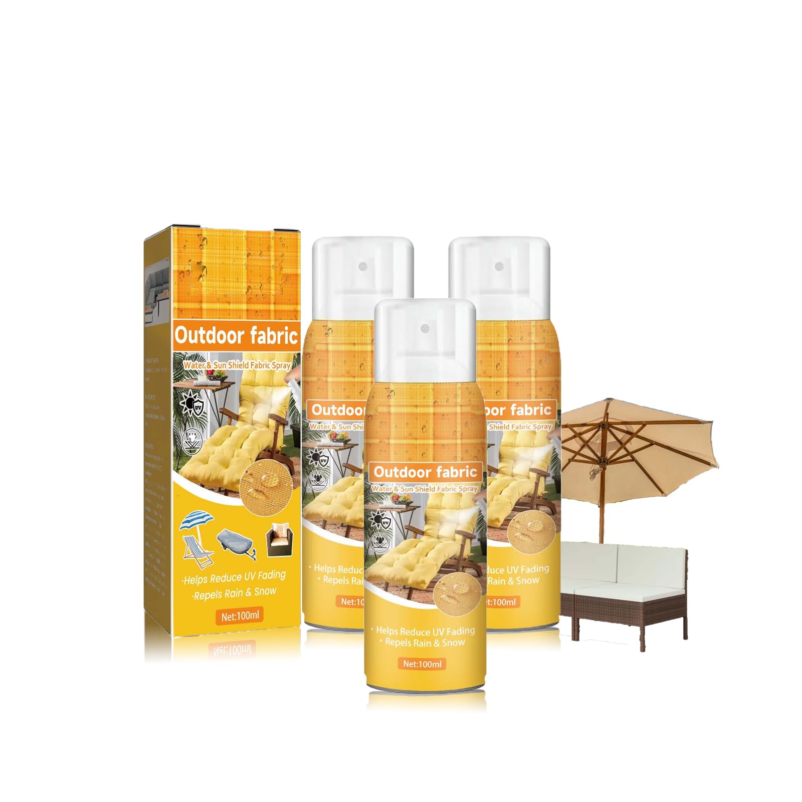 Textile Shield - Water Proof Spray Fabric Protector, Outdoor Furniture Protector for Cushions, Tents, Umbrellas, Car Seats, Patio Covers, Camping Gear Protection (3PC)