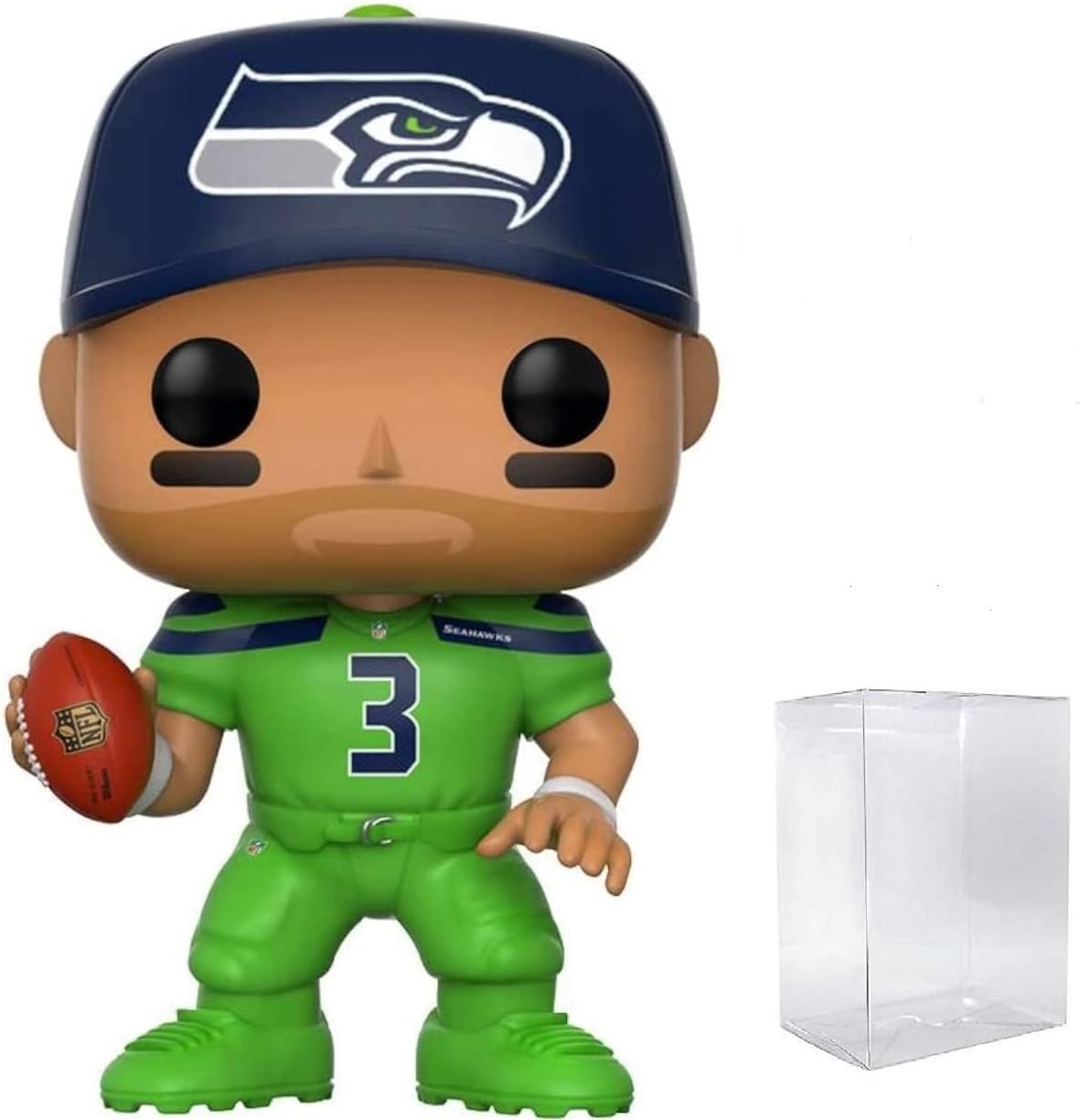 POP Football: Russell Wilson (Seahawks Color Rush) Funko Vinyl Figure (Bundled with Compatible Box Protector Case), Multicolor, 3.75 inches