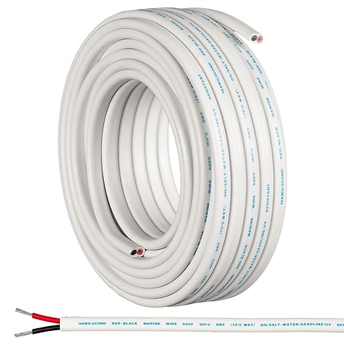 Miniatura 1 de GS Power Marine Wire - Alambre de cobre estañado dúplex para barcos de 50 pies, calibre 14 AWG, cobre forrado negro y rojo sin oxígeno