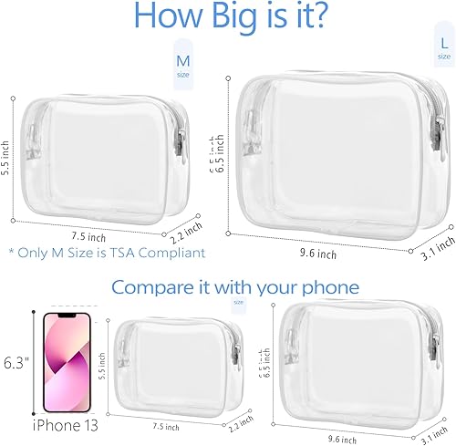 Miniatura 3 de PACKISM Neceser aprobado por la TSA, bolsas de maquillaje transparentes en 2 tamaños, duraderas con marco de soporte, perfectas para artículos