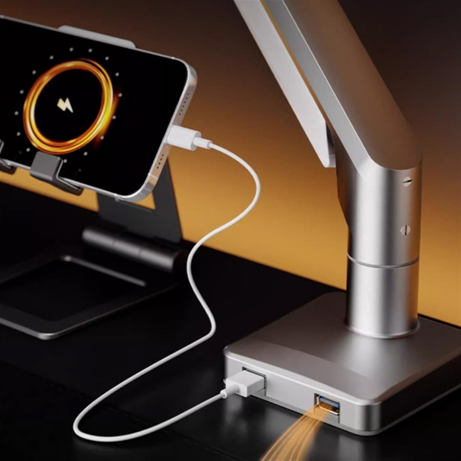 Staffa Monitor Supporto da Tavolo for Monitor Singolo for schermi 17-32 Pollici, Braccio for ergonomico Regolabile con Molla a Gas USB