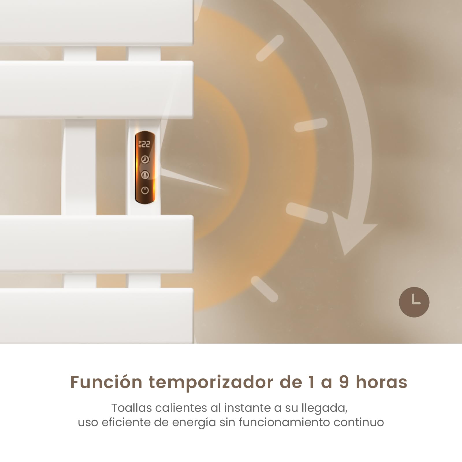 EMKE Secador de Toallas Eléctrico de 100x50cm, WiFi,Blanco,Montaje Derecho | Portatoallas Calefactado de Bajo Consumo, Control Inteligente de Temperatura, 320 W, Pantalla Táctil