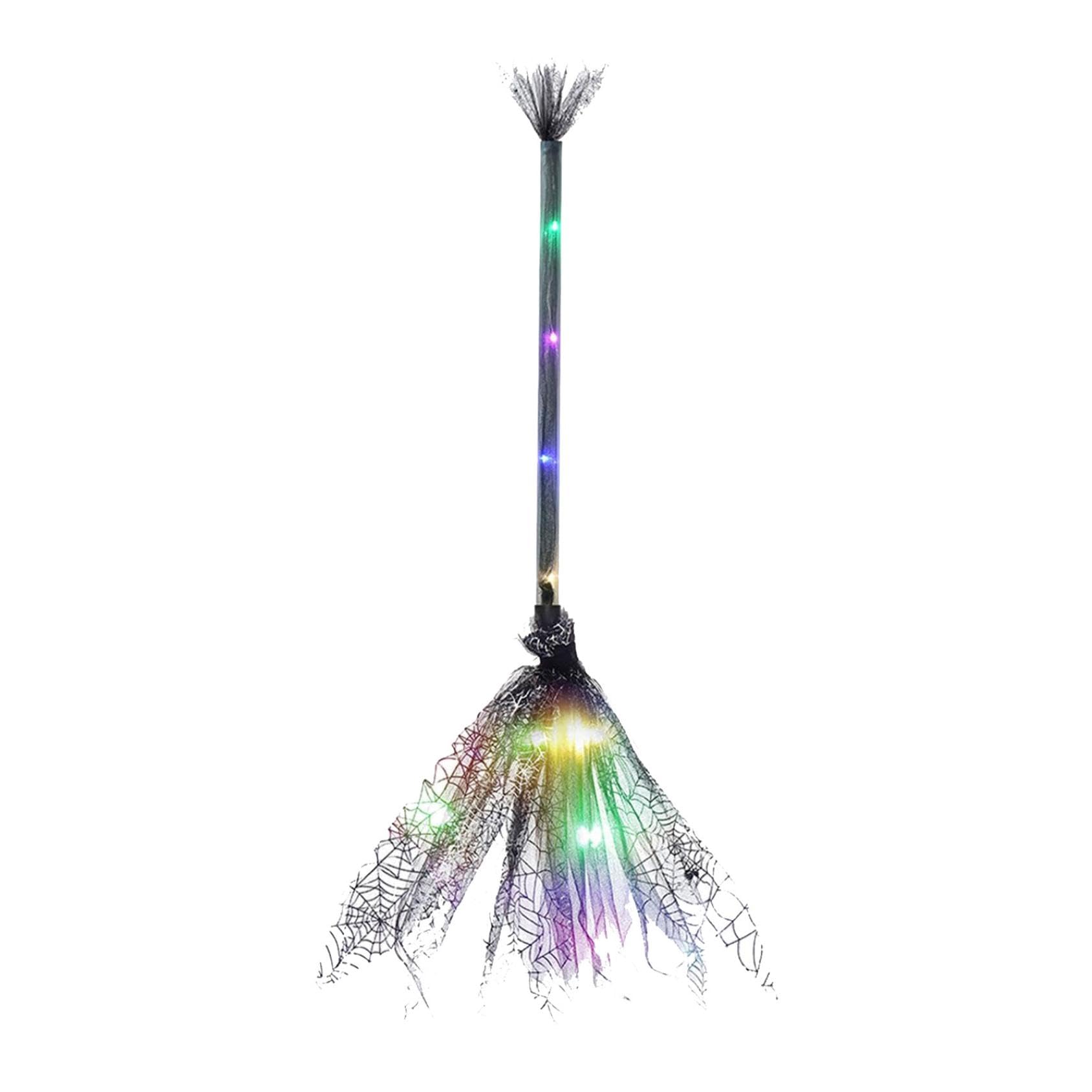 Halloween Witch with LED Light Witch Broomsticks Cosplay Props Costume Accessories for Kid Adult Halloween Decor (Black)