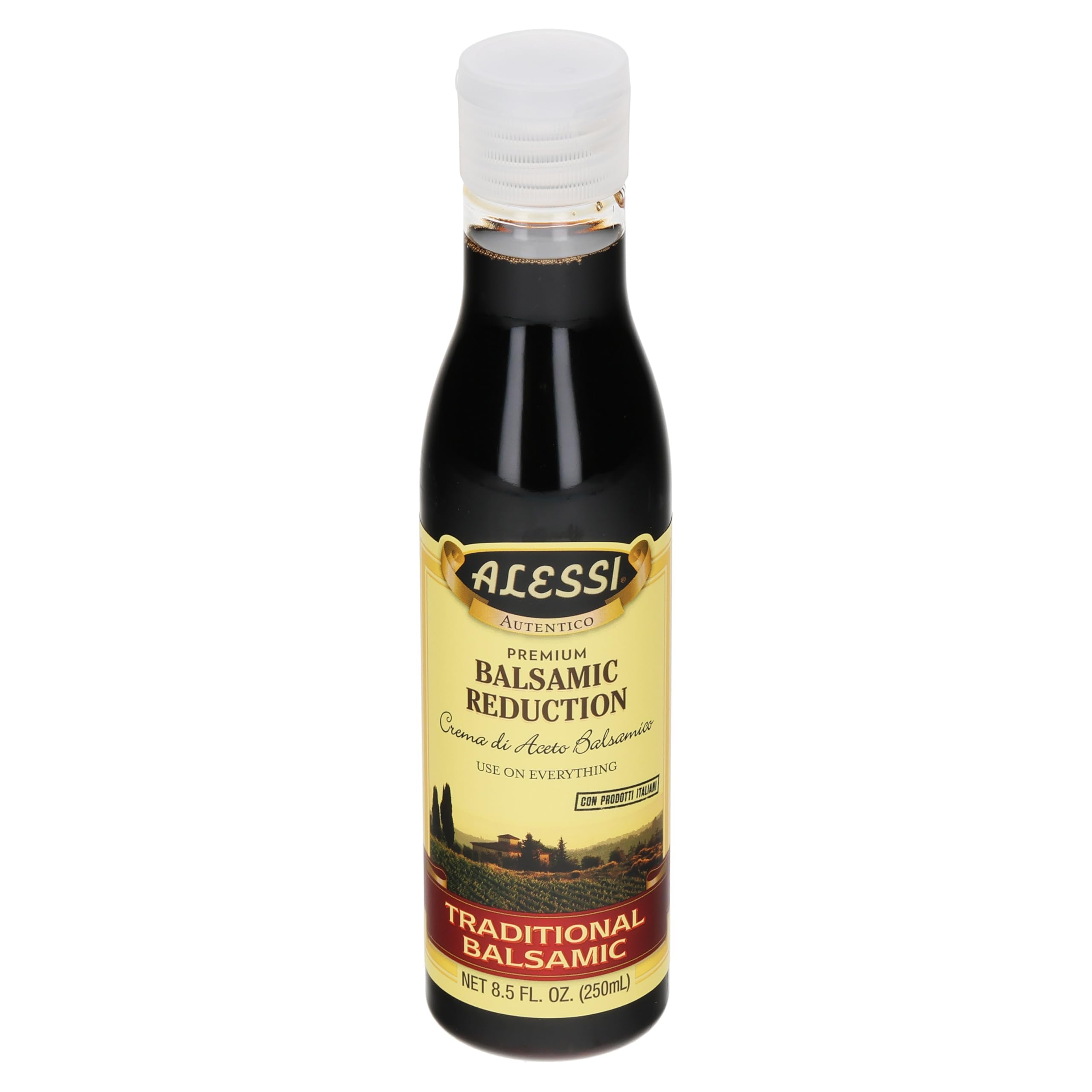 AlessiBalsamic Vinegar Reduction, Autentico from Italy, Ideal on Caprese Salad, Fruits, Cheeses, Meats, Marinades, Traditional Balsamic (Traditional Balsamic, 8.5 Fl Oz (Pack of 1))