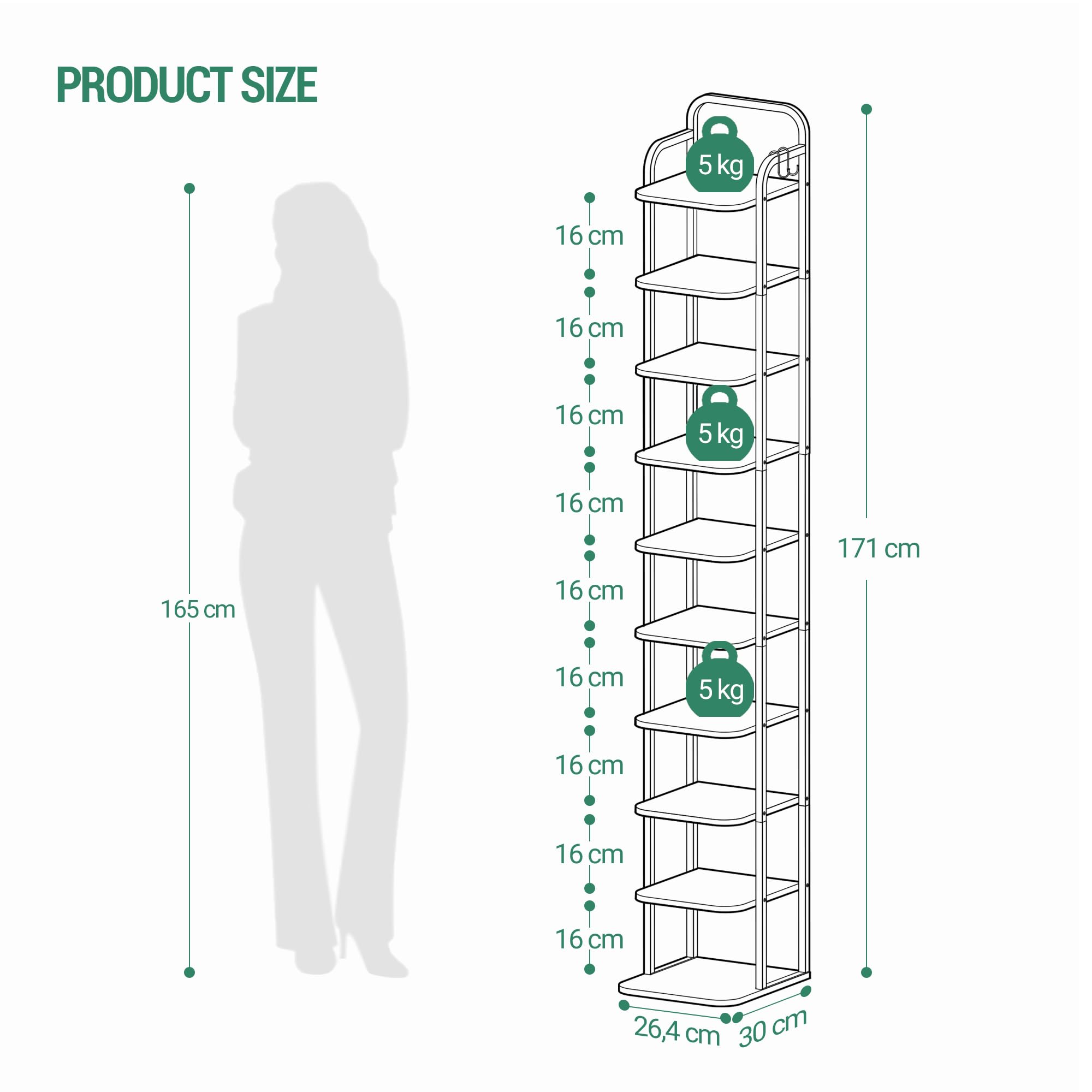 Hzuaneri Zapatero Vertical, Zapatero de 10 Niveles, Ahorra Espacio | Torre Para Habitaciones Pequeñas, Independiente, Ajustable, Blanco, SR11213W